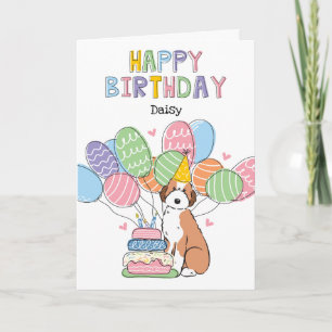 Sable Aussiedoodle Dog Happy Birthday Card
