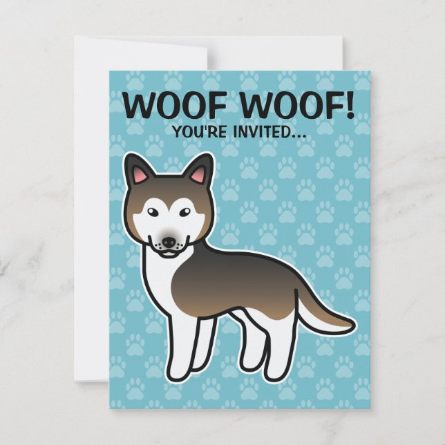 Sable Cartoon Siberian Husky Invitation (Front)
