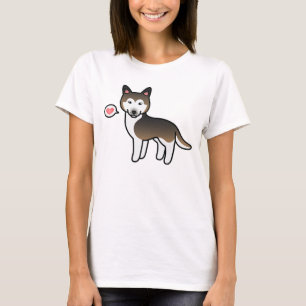 Sable Cartoon Siberian Husky Love T-Shirt
