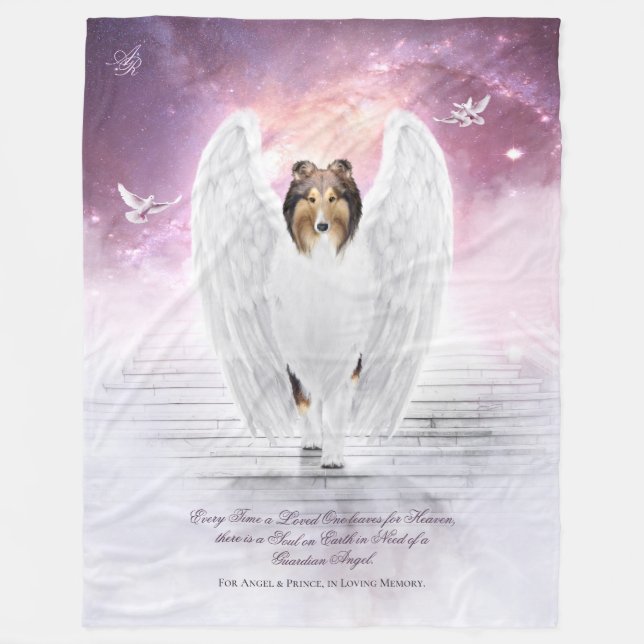 Sable Collie Guardian Angel, Stairs to Heaven - Fleece Blanket (Front)