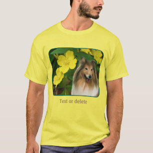 Sable Collie Yellow Primrose Dog Art T-Shirt