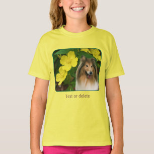Sable Collie Yellow Primrose Dog Art T-Shirt