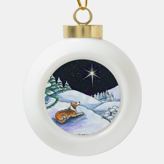 Sable English Shepherd Christmas ornament (Front)