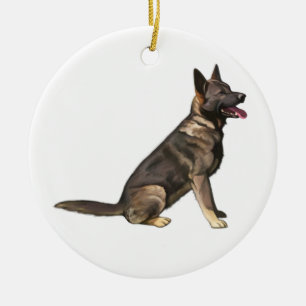 Sable German Shepherd Dog Ceramic Tree Decoration