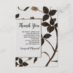 Sable Leaves Funeral Thank You Cards