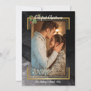 Sable Marble Photo Holiday Card Vertical