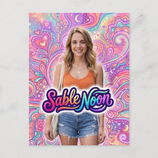 Sable Noon Beauty Pose #1 With Colourful Backgroun Postcard