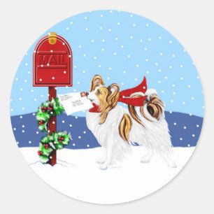 Sable Papillon Christmas Mail Classic Round Sticker