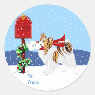 Sable Papillon Christmas Mail Classic Round Sticker