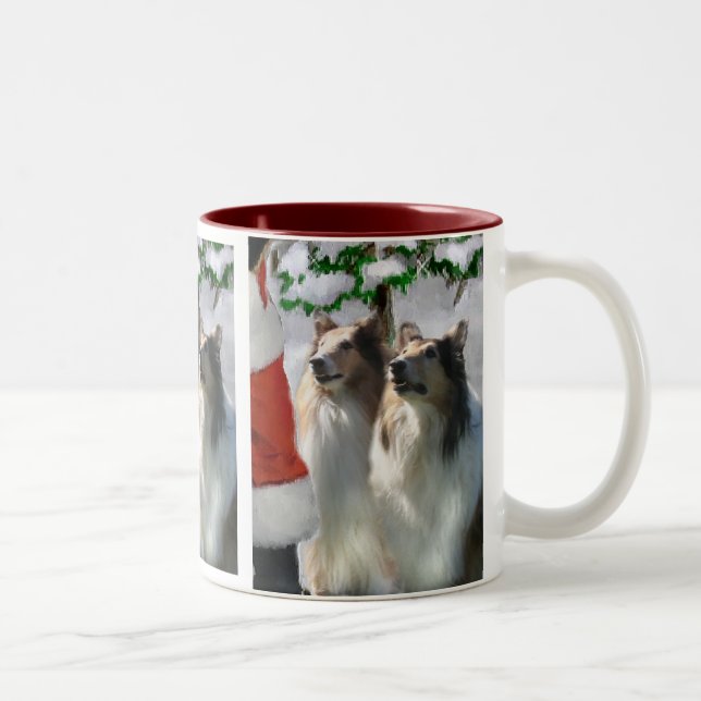 Sable Rough Collie Christmas Gifts Two-Tone Coffee Mug (Right)