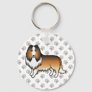 Sable Rough Collie Cute Cartoon Dog Key Ring