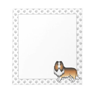 Sable Rough Collie Cute Cartoon Dog & Paws Notepad