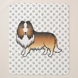 Sable Rough Collie Cute Cartoon Dog & Paws Sherpa Blanket