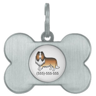 Sable Rough Collie Dog & Phone Number Pet ID Tag