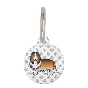 Sable Rough Collie Dog With Paws & Pet's Info Pet Tag