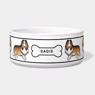 Sable Rough Collie Dogs With Bone & Name