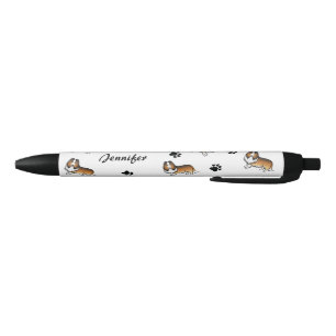 Sable Rough Collie Dogs With Paws & Name Black Ink Pen