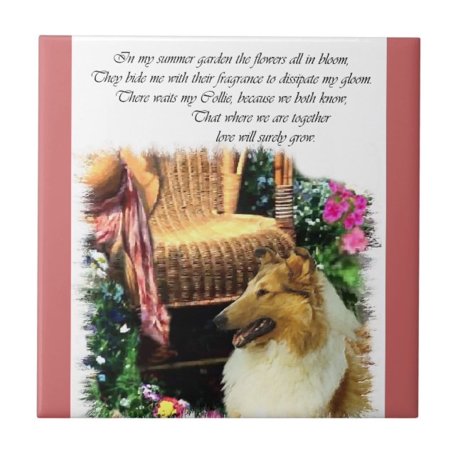 Sable Rough Collie Where Love Grows Tile (Front)