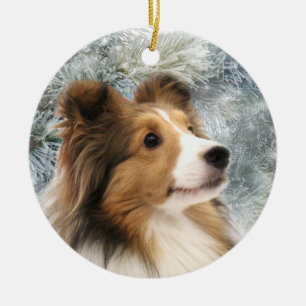 Sable Sheltie Christmas Ceramic Tree Decoration