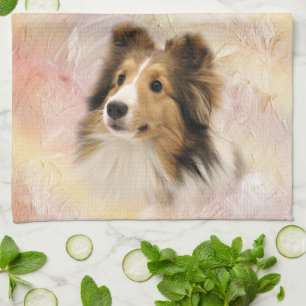 Sable Sheltie face Tea Towel