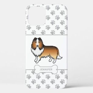 Sable Sheltie With Paws, Dog Bone & Name iPhone 12 Case