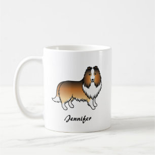 Sable Shetland Sheepdog Cartoon Dog & Name Coffee Mug