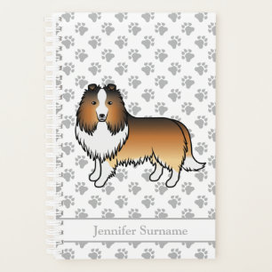 Sable Shetland Sheepdog Cartoon Dog & Name Planner
