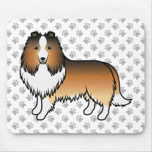 Sable Shetland Sheepdog Cartoon Dog & Paws Mouse Mat