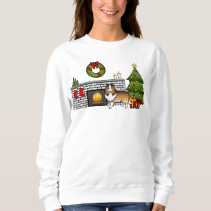 Sable Shetland Sheepdog Dog In A Christmas Room Sweatshirt