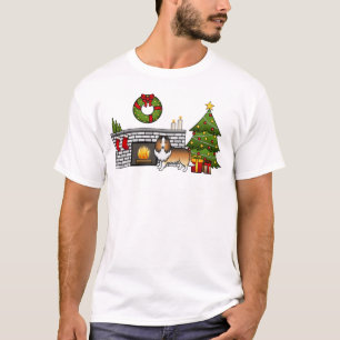 Sable Shetland Sheepdog Dog In A Christmas Room T-Shirt