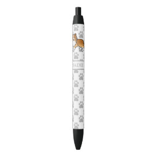 Sable Shetland Sheepdog Sheltie And Paws & Name Black Ink Pen