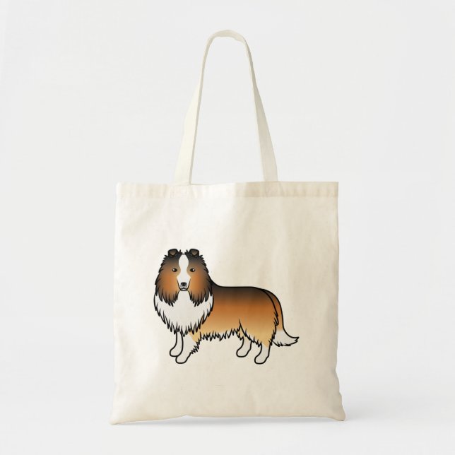 Sable Shetland Sheepdog Sheltie Cartoon Dog Tote Bag (Front)