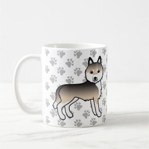 Sable Siberian Husky Cartoon Dog & Paws Coffee Mug