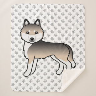 Sable Siberian Husky Cute Cartoon Dog Sherpa Blanket