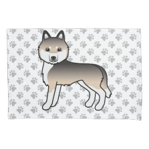 Sable Siberian Husky Cute Dog & Paws Pillowcase