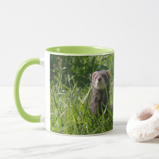 Sable Weasel Picture Cute Ferret Mug (With Donut)