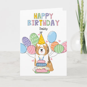 Sable White Tibetan Terrier Dog Birthday Party Card