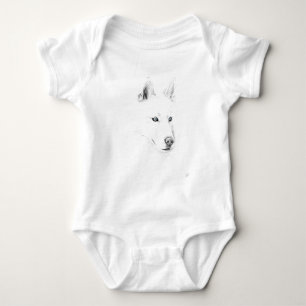 Sabre A Siberian Husky Drawing Art Blue Eyes Baby Bodysuit
