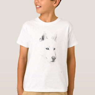 Sabre A Siberian Husky Drawing Art Blue Eyes T-Shirt