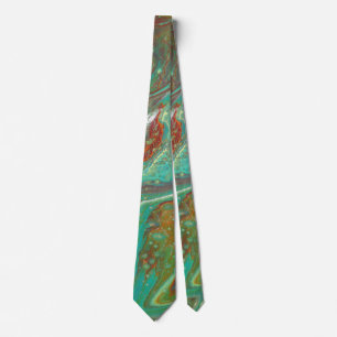 Sabre Dance 3 Flowing Green and Red Abstract Tie