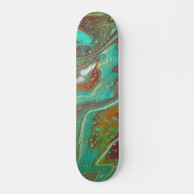 Sabre Dance 3 Green Red Abstract Skateboard Deck (Front)