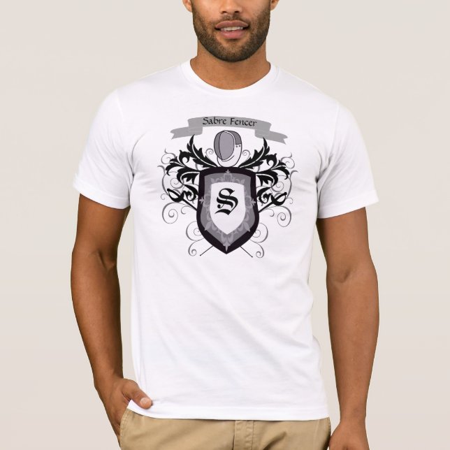 Sabre Fencing Crest White Men's T-Shirt (Front)