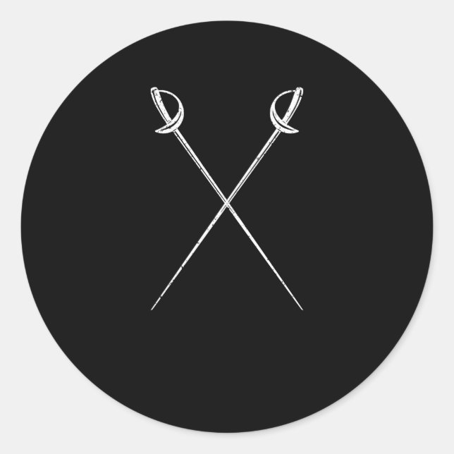 Sabre fencing swords martial arts fencer duel classic round sticker (Front)