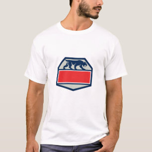 Sabre Tooth Tiger Cat Hexagon Retro T-Shirt