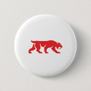Sabre Tooth Tiger Cat Silhouette Retro 6 Cm Round Badge