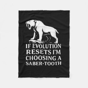 Sabre Tooth Tiger Evolution Reset Vintage Animal L Fleece Blanket
