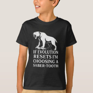 Sabre Tooth Tiger Evolution Reset Vintage Animal L T-Shirt