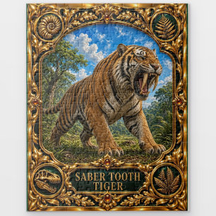 Sabre Tooth Tiger, Jewelled Heirloom Art Jigsaw Puzzle