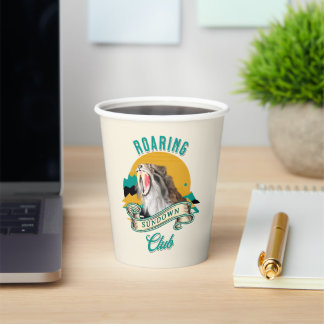 Sabre Tooth Tiger Roaring Sundown Club Paper Cups