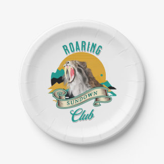 Sabre Tooth Tiger Roaring Sundown Club Paper Plate